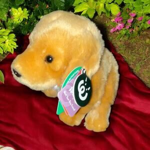 Living Nature 9" Plush Dog Golden Retriever Stuffed Animal Nursery Shower Gift